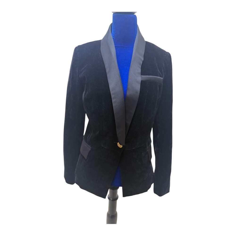 AKIRA Black Velvet Blazer with Satin Trim